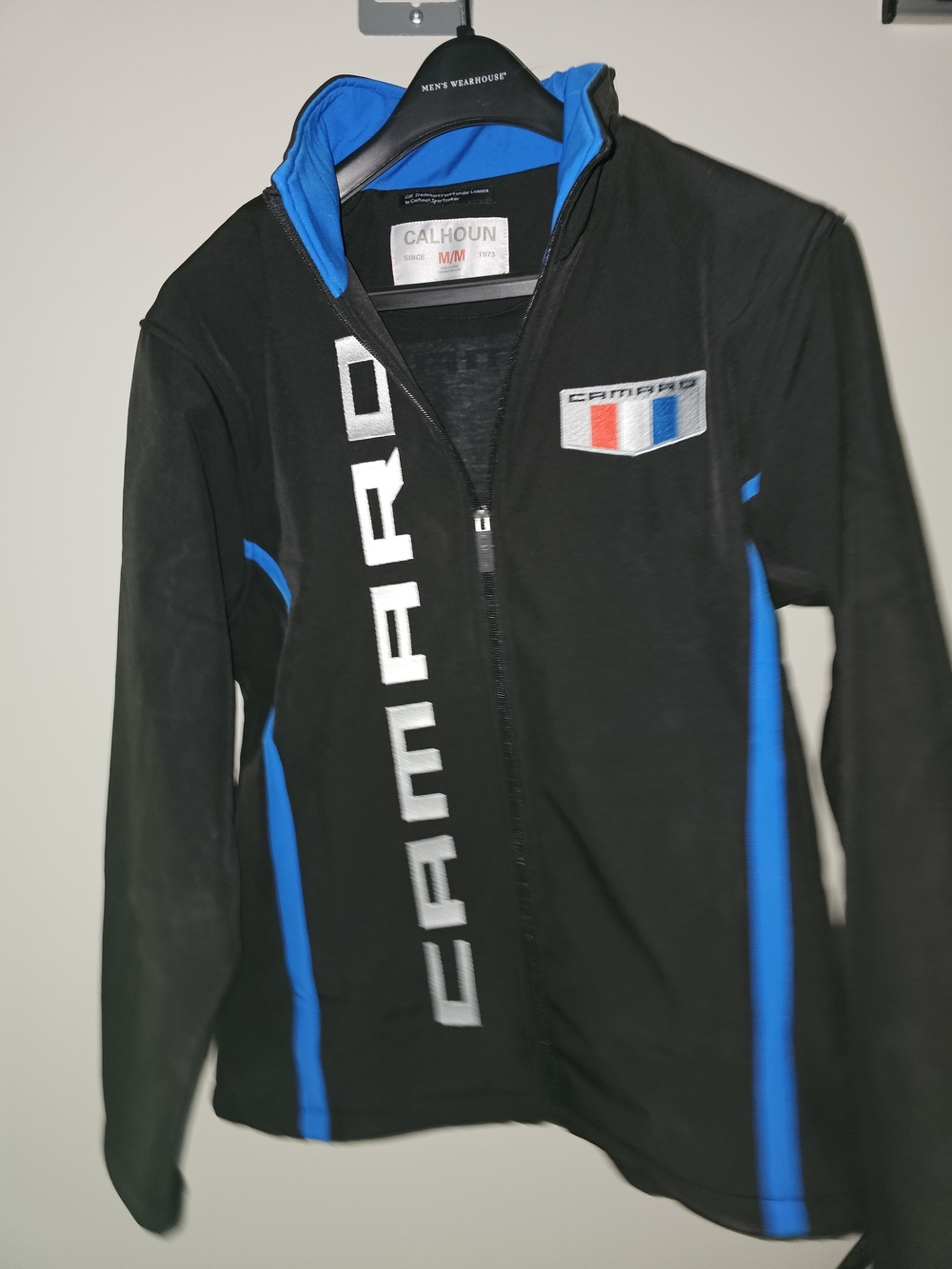 GM Chevrolet Camaro Black Blue Embroidered Softshell Jacket Men's Medium